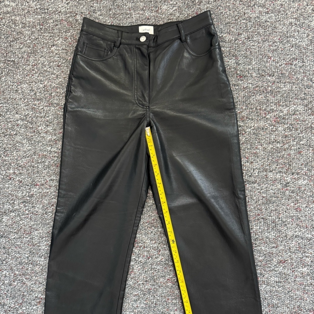 Aritzia Black Leather Straight Leg High waist Trousers 6 Goth Feminine Acubi